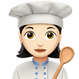 Bagaimana emoji Tukang masak wanita: ton kulit cerah kelihatan di Apple.