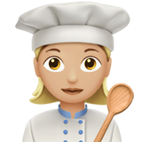 A quoi ressemblent les emoji Cuisinière: peau moyennement claire sur Apple.