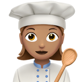 A quoi ressemblent les emoji Cuisinière: peau légèrement mate sur Apple.