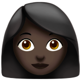 Hoe Vrouw: donkere huidskleur emoji eruit ziet op Apple.