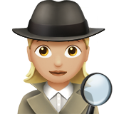 A quoi ressemblent les emoji Détective femme: peau moyennement claire sur Apple.