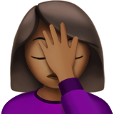 How Woman Facepalming: Medium-Dark Skin Tone emoji looks on Apple.