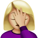 How Woman Facepalming: Medium-Light Skin Tone emoji looks on Apple.