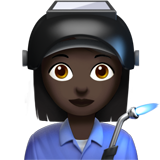 How Woman Factory Worker: Dark Skin Tone emoji looks on Apple.