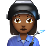 How Woman Factory Worker: Medium-Dark Skin Tone emoji looks on Apple.