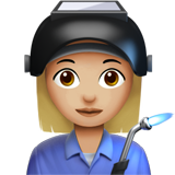 How Woman Factory Worker: Medium-Light Skin Tone emoji looks on Apple.