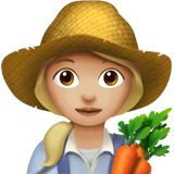 How Woman Farmer: Medium-Light Skin Tone emoji looks on Apple.