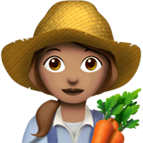 How Woman Farmer: Medium Skin Tone emoji looks on Apple.