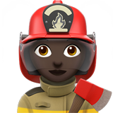 How Woman Firefighter: Dark Skin Tone emoji looks on Apple.