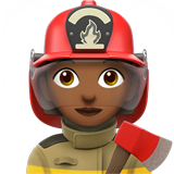 How Woman Firefighter: Medium-Dark Skin Tone emoji looks on Apple.