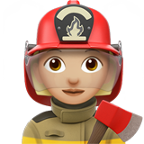 How Woman Firefighter: Medium-Light Skin Tone emoji looks on Apple.