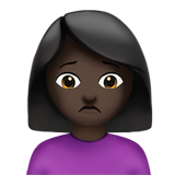 Hoe Fronsende vrouw: donkere huidskleur emoji eruit ziet op Apple.