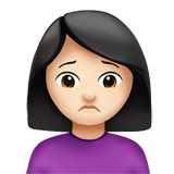 How Woman Frowning: Light Skin Tone emoji looks on Apple.