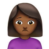 How Woman Frowning: Medium-Dark Skin Tone emoji looks on Apple.