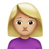 How Woman Frowning: Medium-Light Skin Tone emoji looks on Apple.