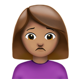 How Woman Frowning: Medium Skin Tone emoji looks on Apple.