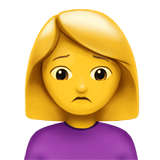 How Woman Frowning emoji looks on Apple.