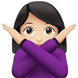 How Woman Gesturing NO: Light Skin Tone emoji looks on Apple.