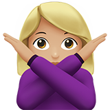 A quoi ressemblent les emoji Femme faisant un geste d’interdiction: peau moyennement claire sur Apple.