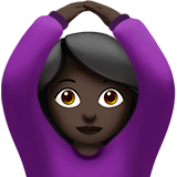 How Woman Gesturing OK: Dark Skin Tone emoji looks on Apple.