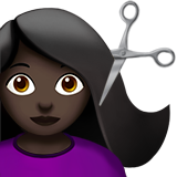 Bagaimana emoji Perempuan digunting rambut: ton kulit gelap kelihatan di Apple.