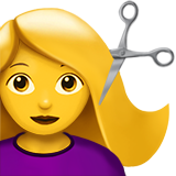 Como o emoji do Mulher cortando o cabelo é exibido no Apple.