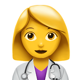 Como o emoji do Mulher profissional da saúde é exibido no Apple.