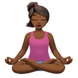 How Woman in Lotus Position: Medium-Dark Skin Tone emoji looks on Apple.