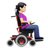 How Woman in Motorized Wheelchair Facing Right: Light Skin Tone emoji looks on Apple.