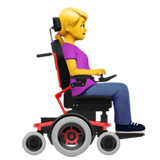 How Woman in Motorized Wheelchair Facing Right emoji looks on Apple.