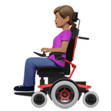 How Woman in Motorized Wheelchair: Medium Skin Tone emoji looks on Apple.