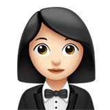 A quoi ressemblent les emoji Femme en smoking: peau claire sur Apple.