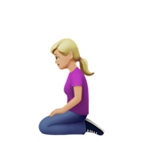 A quoi ressemblent les emoji Femme à genoux: peau moyennement claire sur Apple.