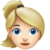 How Woman: Light Skin Tone, Blond Hair emoji looks on Apple.