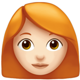 How Woman: Light Skin Tone, Red Hair emoji looks on Apple.