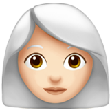 Como o emoji do Mulher: pele clara e cabelo branco é exibido no Apple.