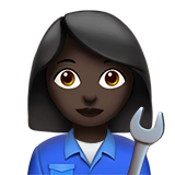 How Woman Mechanic: Dark Skin Tone emoji looks on Apple.