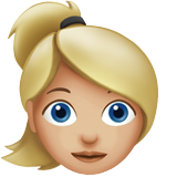 How Woman: Medium-Light Skin Tone, Blond Hair emoji looks on Apple.