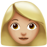 A quoi ressemblent les emoji Femme: peau moyennement claire sur Apple.