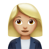 Jak wygląda emoji Pracownica biurowa: karnacja średnio jasna w Apple.