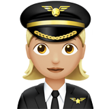 Hvordan Kvinnelig pilot: hudtype 3 emoji ser ut på Apple.