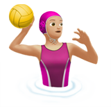 Como o emoji do Mulher jogando polo aquático: pele morena clara é exibido no Apple.