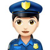 Kadın polis memuru: açık cilt tonu emojisi Apple üzerinde nasıl görünüyor.