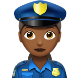 How Woman Police Officer: Medium-Dark Skin Tone emoji looks on Apple.