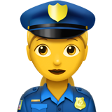 Hur Kvinnlig polis emoji ser ut på Apple.