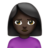 How Woman Pouting: Dark Skin Tone emoji looks on Apple.