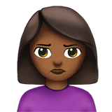 Bagaimana emoji Perempuan mencebik: ton kulit sederhana gelap kelihatan di Apple.