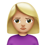 A quoi ressemblent les emoji Femme qui boude: peau moyennement claire sur Apple.