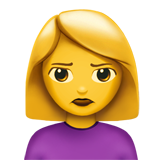 How Woman Pouting emoji looks on Apple.