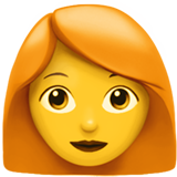 Hoe Vrouw: rood haar emoji eruit ziet op Apple.